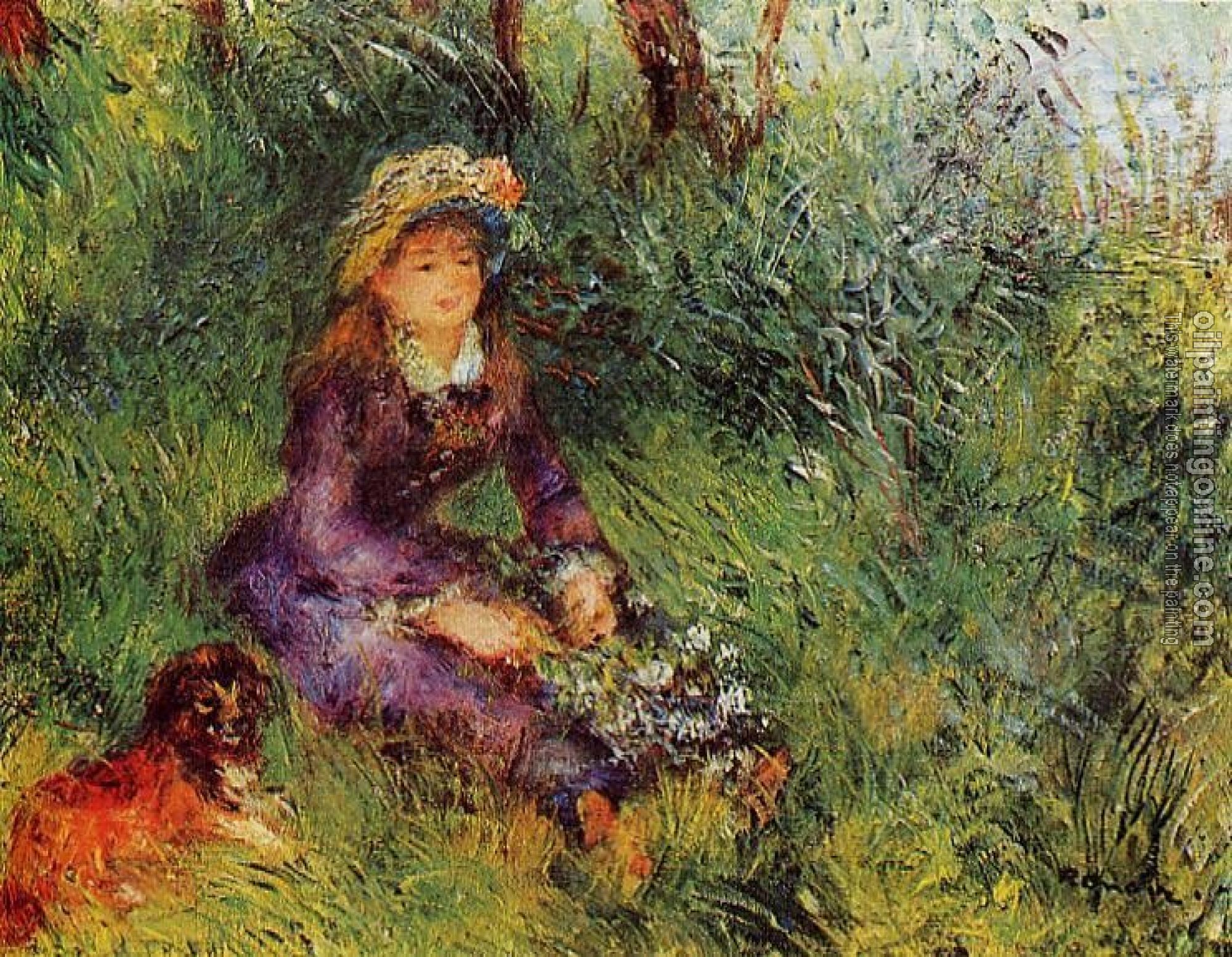 Renoir, Pierre Auguste - Madame Renoir with a Dog
